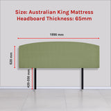 Linen Fabric King Bed Curved Headboard Bedhead - Olive Green - Rear View