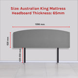Linen Fabric King Bed Curved Headboard Bedhead - Night Ash