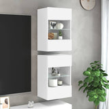 Wall Cabinets with LED Lights for TV 2 pcs White 40x30x60.5 cm - Front View