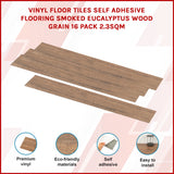 Vinyl Floor Tiles Self Adhesive Flooring Smoked Eucalyptus Wood Grain 16 Pack 2.3SQM