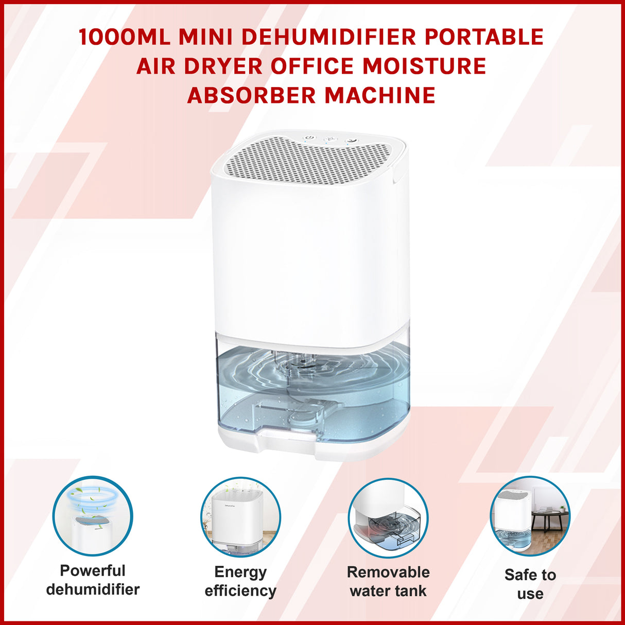 1000ML Mini Dehumidifier Portable Air Dryer Office Moisture Absorber Machine