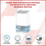 1000ML Mini Dehumidifier Portable Air Dryer Office Moisture Absorber Machine - Front View
