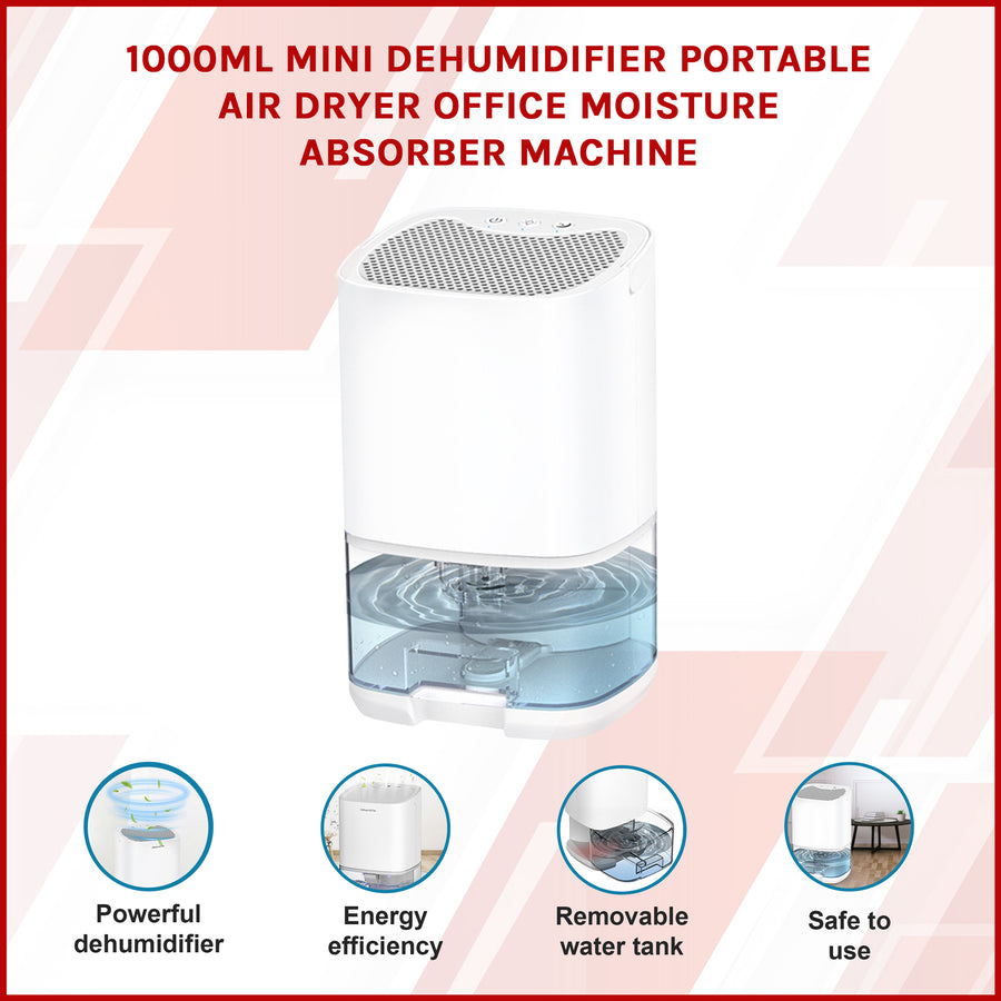 1000ML Mini Dehumidifier Portable Air Dryer Office Moisture Absorber Machine