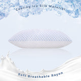 Large Memory Foam Cooling Pillow Heat and Moisture Reducing Ice Silk and Gel Infused - Rear View