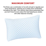 Large Memory Foam Cooling Pillow Heat and Moisture Reducing Ice Silk and Gel Infused - Close-Up Angle