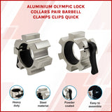 Aluminium Olympic Lock Collars Pair Barbell Clamps Clips Quick - Front View