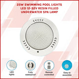 25w Swimming Pool Lights Led 12-32V Resin Filled Underwater Spa lamp