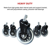 5x Office Chair Rollerblade Caster Wheels Safe for All Floors - Universal Fit - Extra Image