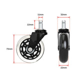 5x Office Chair Rollerblade Caster Wheels Safe for All Floors - Universal Fit - Extra Image