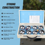 Deluxe Boules Bocce 8 Alloy Ball Set with Wood Case