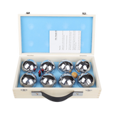 Deluxe Boules Bocce 8 Alloy Ball Set with Wood Case