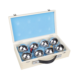 Deluxe Boules Bocce 8 Alloy Ball Set with Wood Case