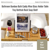 Bathroom Bamboo Bath Caddy Wine Glass Holder Table Tray Bathtub Rack Soap Shelf - Extra Image