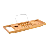 Bathroom Bamboo Bath Caddy Wine Glass Holder Table Tray Bathtub Rack Soap Shelf - Side View