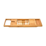 Bathroom Bamboo Bath Caddy Wine Glass Holder Table Tray Bathtub Rack Soap Shelf - Close-Up Angle