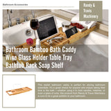 Bathroom Bamboo Bath Caddy Wine Glass Holder Table Tray Bathtub Rack Soap Shelf