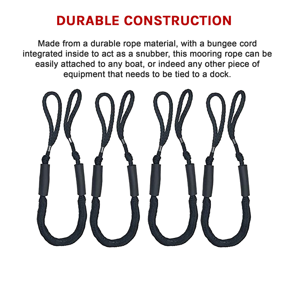 4 Pack Marine Bungee Dock Line Boat Mooring Rope Anchor Cord Stretch