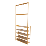 Large Wooden 5 Tiers Hat Coat Stand Clothes Shoe Rack Hanger Hooks Shelf Storage - Extra Image