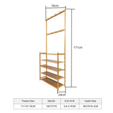 Large Wooden 5 Tiers Hat Coat Stand Clothes Shoe Rack Hanger Hooks Shelf Storage - Extra Image