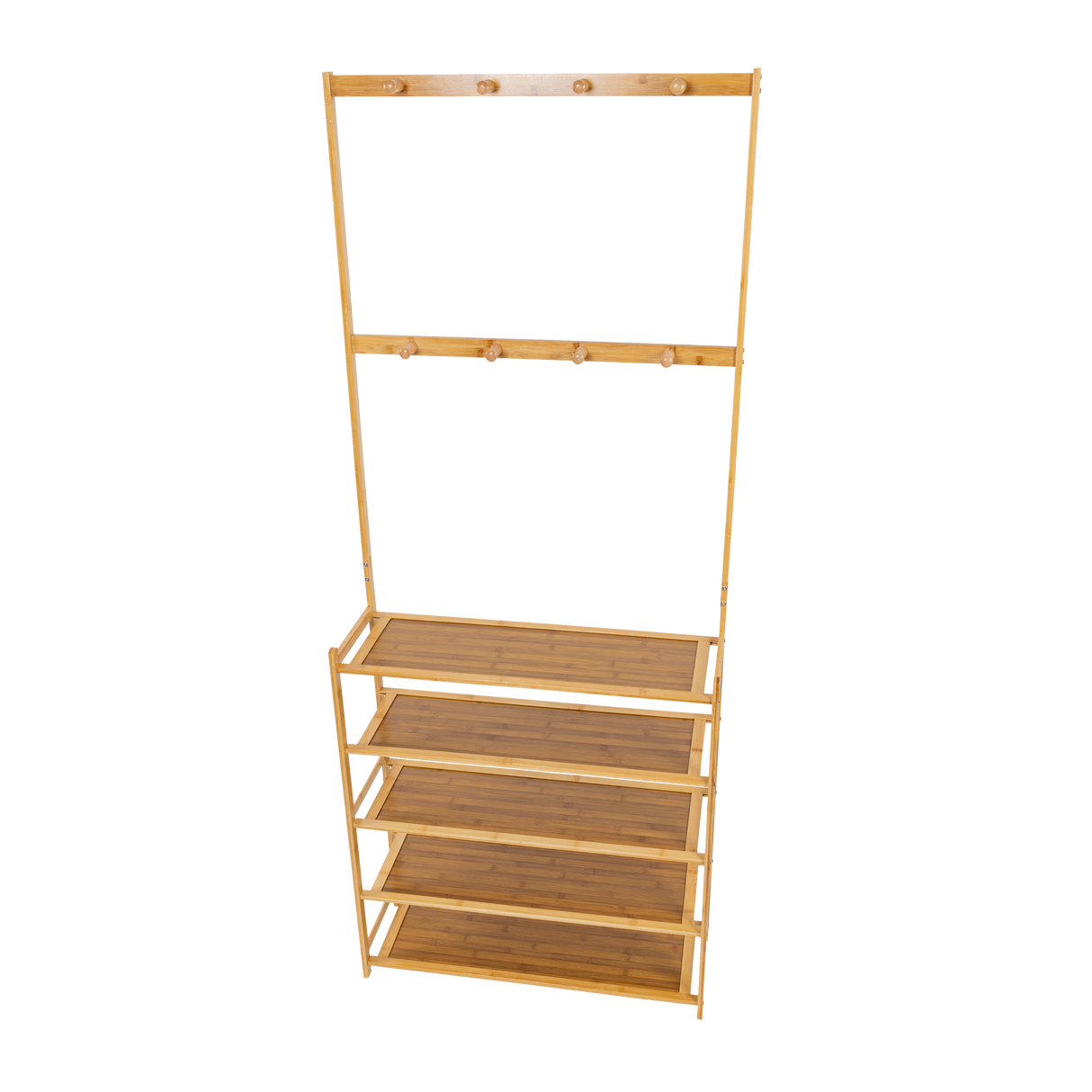 Large Wooden 5 Tiers Hat Coat Stand Clothes Shoe Rack Hanger Hooks Shelf Storage