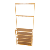 Large Wooden 5 Tiers Hat Coat Stand Clothes Shoe Rack Hanger Hooks Shelf Storage - Top-Down View