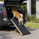 Foldable Dog Pet Ramp Adjustable Height Dogs Stairs for Bed Sofa Car 100cm - Front View