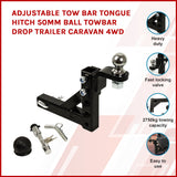 Adjustable Tow Bar Tongue Hitch 50mm Ball Drop for Trailer Caravan - Front View