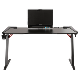 LED Gaming Desk Computer Table with Cup Holder Headphone Hook Cable Hole - Side View
