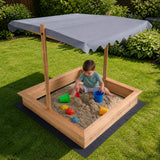 Kids Wooden Toy Sandpit with Adjustable Canopy