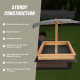 Kids Wooden Toy Sandpit with Adjustable Canopy - Top-Down View