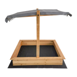 Kids Wooden Toy Sandpit with Adjustable Canopy