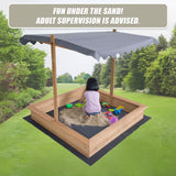 Kids Wooden Toy Sandpit with Adjustable Canopy - Low Angle