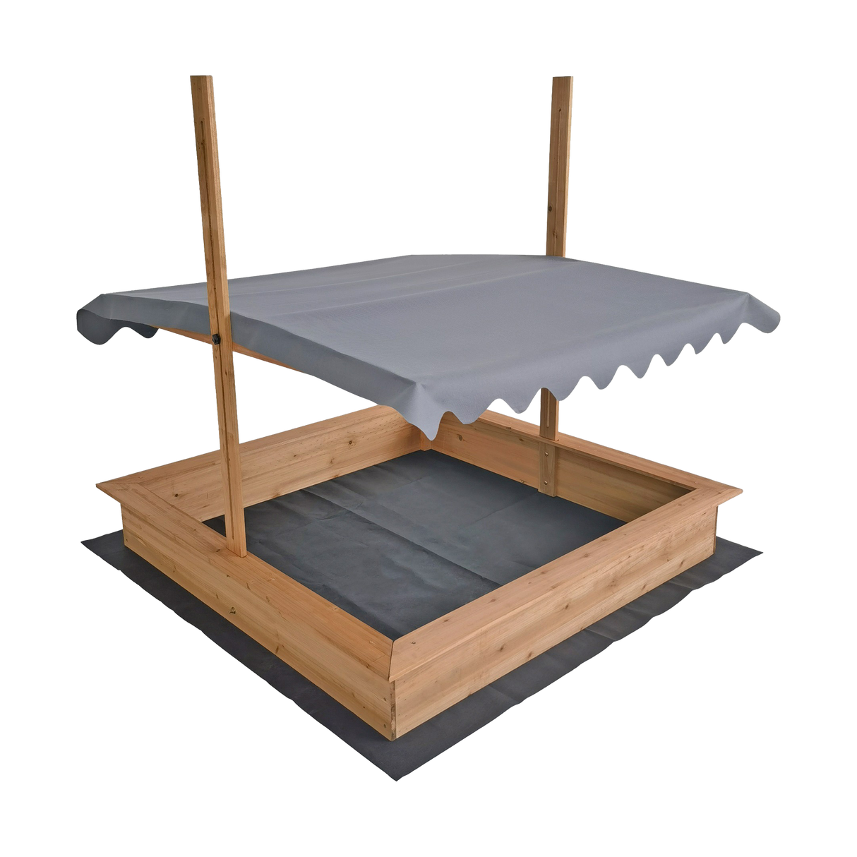 Kids Wooden Toy Sandpit with Adjustable Canopy