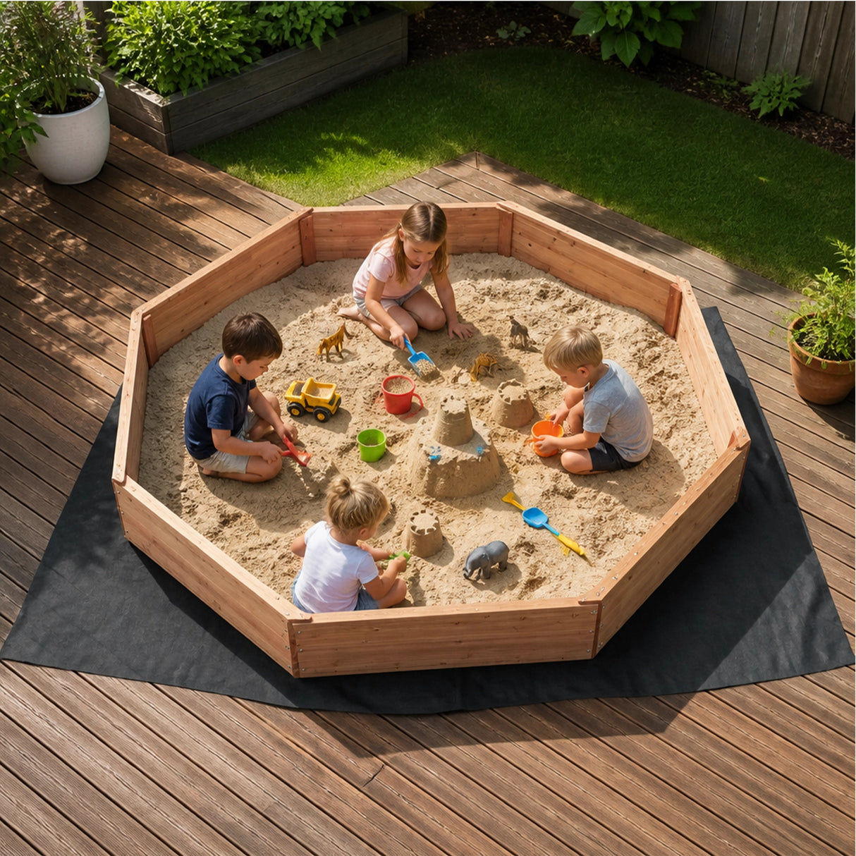 Kids Sand Pit Large Octagonal Wooden Sandpit