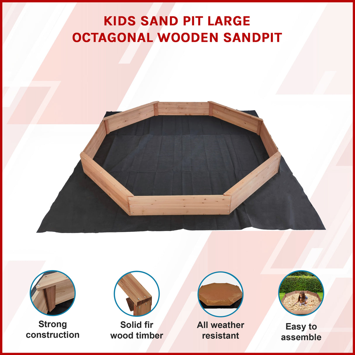 Kids Sand Pit Large Octagonal Wooden Sandpit