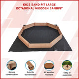 Kids Sand Pit Large Octagonal Wooden Sandpit - Rear View