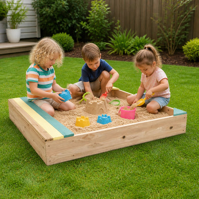 Wooden Kids Backyard Sandbox Children Outdoor Play Toy Sandpit