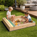 Wooden Kids Backyard Sandbox Children Outdoor Play Toy Sandpit - Front View