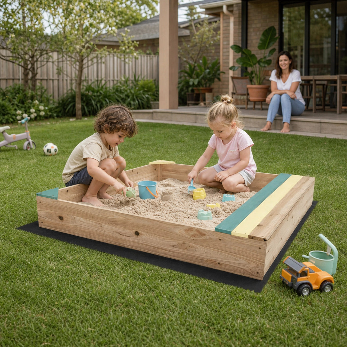 Wooden Kids Backyard Sandbox Children Outdoor Play Toy Sandpit