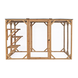 180cm Large Cat Enclosure Wooden Outdoor Cage with 3 Platforms