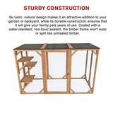180cm Large Cat Enclosure Wooden Outdoor Cage with 3 Platforms - Close-Up Angle