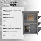 Cat House Weatherproof 2-Story Indoor Outdoor Wooden Shelter Bitumen Roof - Top-Down View