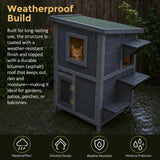 Cat House Weatherproof 2-Story Indoor Outdoor Wooden Shelter Bitumen Roof
