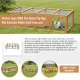Chicken coop LARGE Run Guinea Pig Cage Villa Extension Rabbit hutch house pen - Rear View