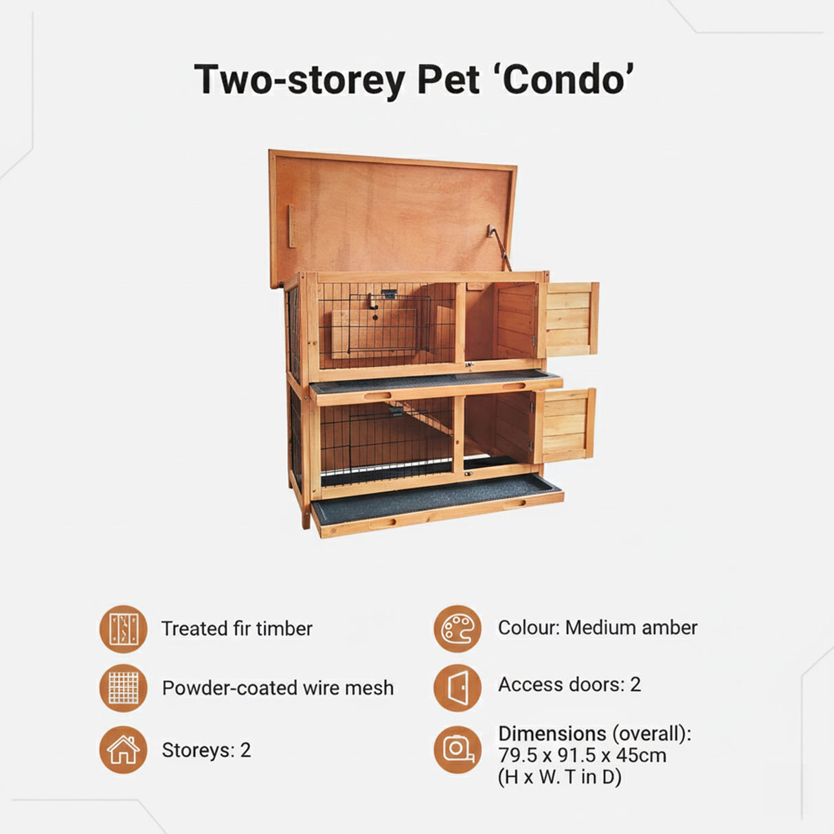 Large Rabbit Hutch with BASE Chicken Coop 2 Storey Guinea Pig Pet Cage House