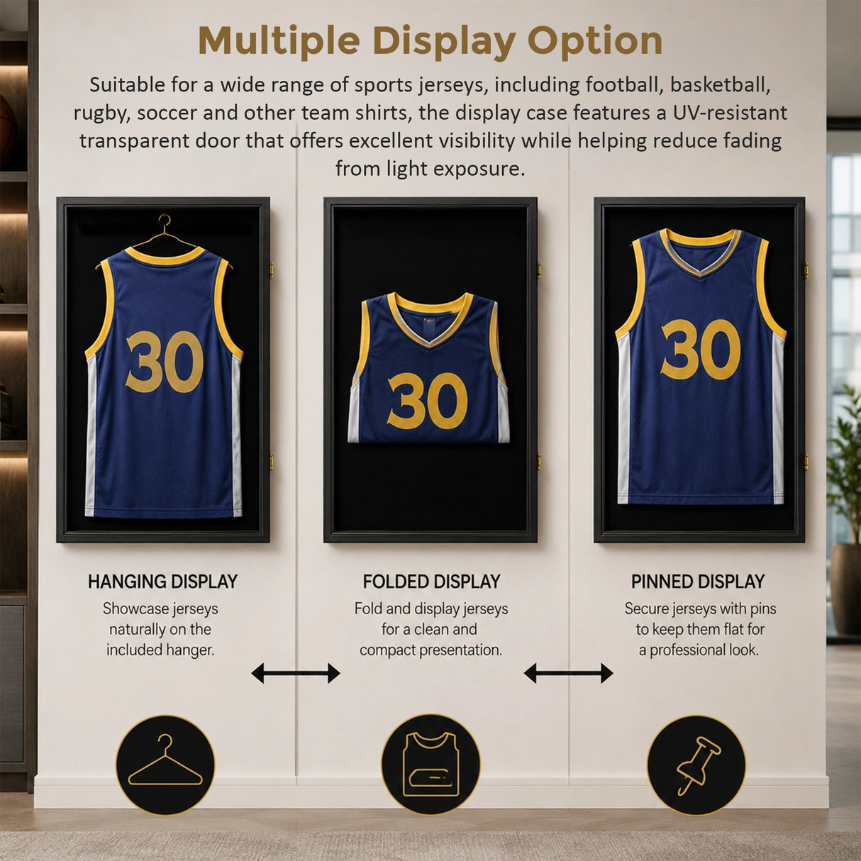 Wall Display/Case Lockable Rack 80cm Football Basketball Jersey Storage Box
