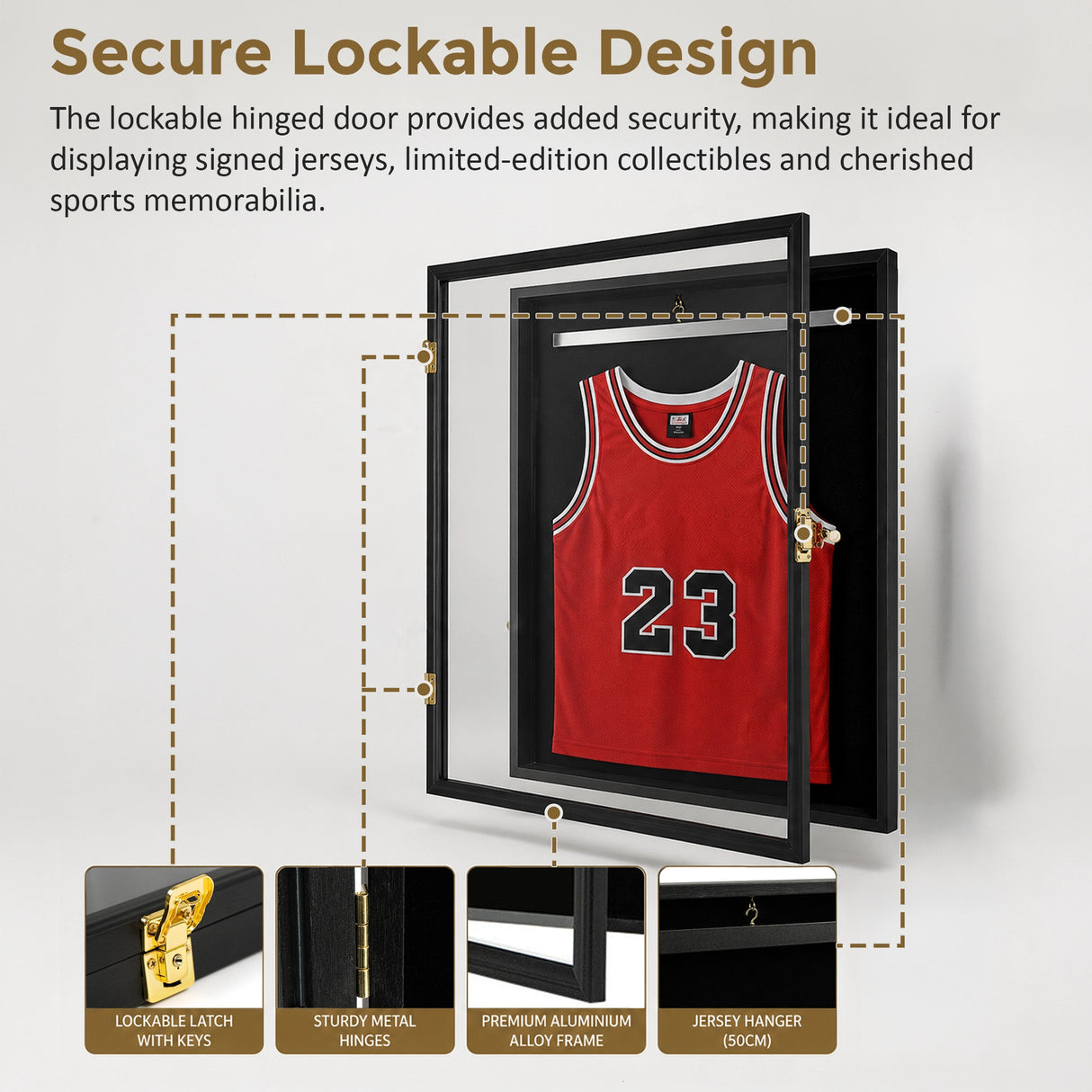 Wall Display/Case Lockable Rack 80cm Football Basketball Jersey Storage Box