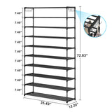 10-Tier Metal Shoe Rack Black &ndash; Large 50-Pair Shoe Storage Organiser Shelf