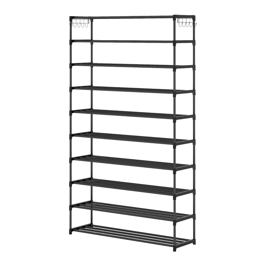10-Tier Metal Shoe Rack Black &ndash; Large 50-Pair Shoe Storage Organiser Shelf