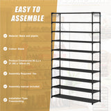 10-Tier Metal Shoe Rack Black &ndash; Large 50-Pair Shoe Storage Organiser Shelf
